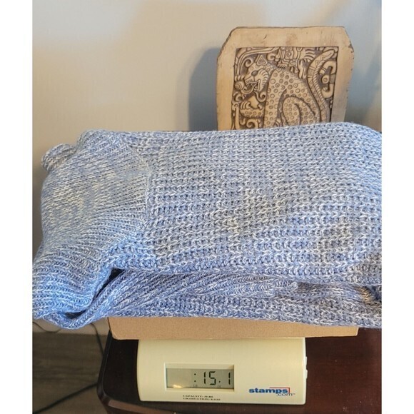 Jason Maxwell Blue Long Sleeve Cowl Neck Knit Sweater Size Medium - Picture 8 of 10